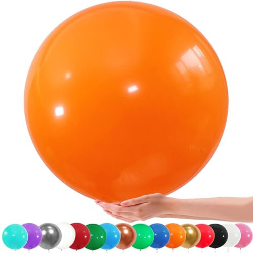 36 Zoll Riesen Luftballons, 6 Stück Groß Orange Luftballon, 90CM Latex Grosse Luftballons Dekoration für Hochzeit Geburtstag Taufe Babyparty Kindergeburtstag Karnevals Deko