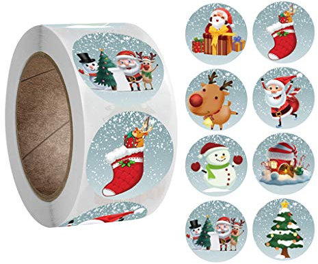 1 Rouleau De 500 Autocollants De NoëL,Nouveau Rouleau Pack Autocollant NoëL Vacances Cadeau DéCoration Cadeau,Impression De Santa Sticker,Autocollants De NoëL
