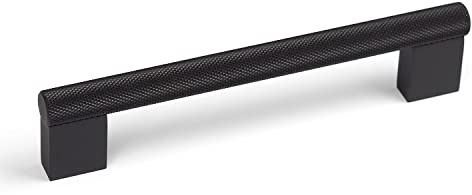 128mm Matt Black Knurled Textured Kitchen Cabinet Handle | Cupboard Door Drawer Pull Wardrobe Furniture Replacement