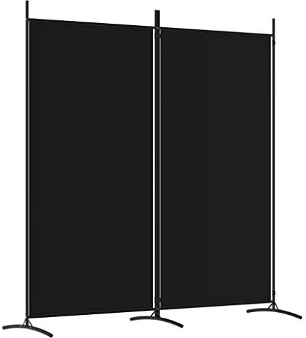 vidaXL Cloison de Séparation 2 Panneaux Séparateur de Pièce Pliable Diviseur Écran d'Intimité Paravent Décoration Salon Noir 175x180 cm Tissu