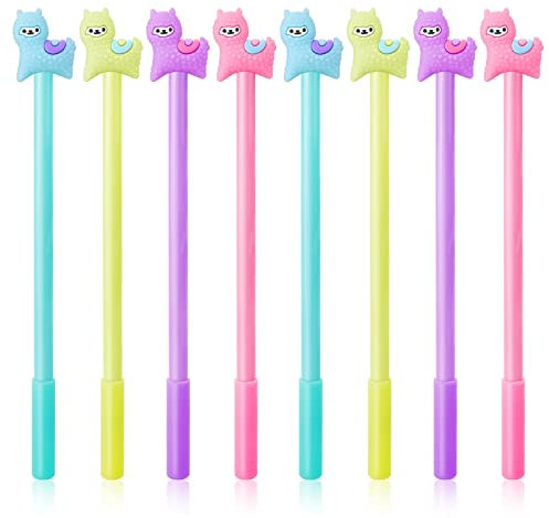 Cobee Niedliche Tier Gel Tintenstifte, 8 Stück 0,38 mm Cartoon Alpaka Tintenroller, bunter Kawaii Stift mit feiner Spitze Schreiben,schwarze Tinte, Kugelschreiber, Belohnungsgeschenk für Schule