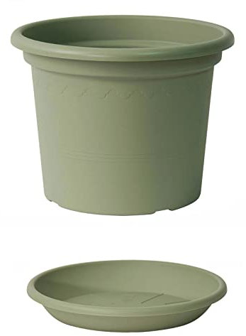 Euro3plast Geo Blumentopf mit Untersetzer 40 cm Ø rund in Rosmarin 19781483.L4