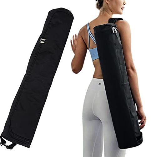 Ogetok Yoga Mat Bag, Full Zip Exercise Carrier Bag with Adjustable Strap, Waterproof Mat Carry Bag Strap for Gym Class Beach Park Travel for Women & Men (Black)