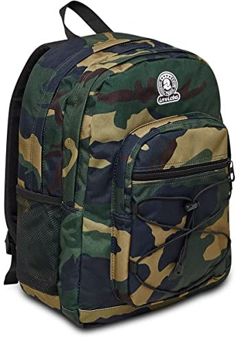 Zaino Scuola INVICTA - Zaino Doppio Scomparto- Tasca Porta PC, Tasche Porta Borraccia - Maxi Capienza - Zaino Viaggio, Zaino Università - Tessuto 100% Eco GRS