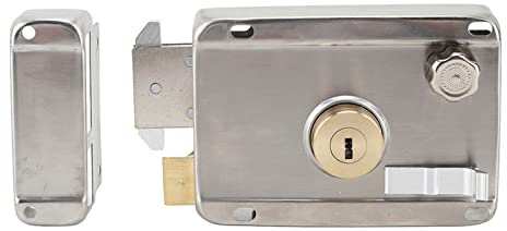 Serratura Antifurto Meccanica da Esterno, Serratura Antifurto di Sicurezza in Acciaio Inox con Maniglia per Porta in Legno