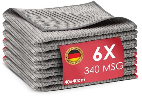 Wonder Shine Hochglanz-Tuch Made in Germany - Mikrofasertücher 40x40 cm - hochwertige Reinigungstücher für Küche, Bad & Autoplfege (6er Pack)