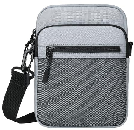 Lohol Klein Umhängetasche für Herren & Damen, Schultertasche Messenger Bag Sling Tasche Crossbody Tasche für Arbeit Reise Alltagsleben (Hellgrau)