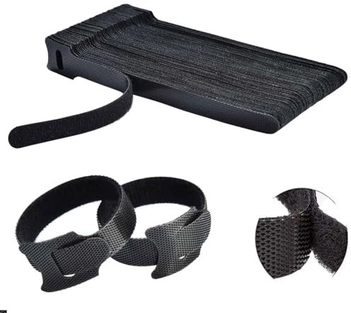 AYNKH 70PCS Cable Ties Reusable,Black Adjustable Multi-Purpose Straps,Hook and Loop Wraps for Headphones Phones Electronics Wire Tidy Management Cords Organization