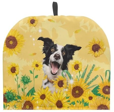 Suhoaziia Sunflower Dog Coffee Warmer Thermal Tea Cosy Decorative Tea Cozy Teapot Cover Tea Cozy Reusable Teapot Insulated Cover Washable Tea Kettle Cover Fit 1 to 6 Cup