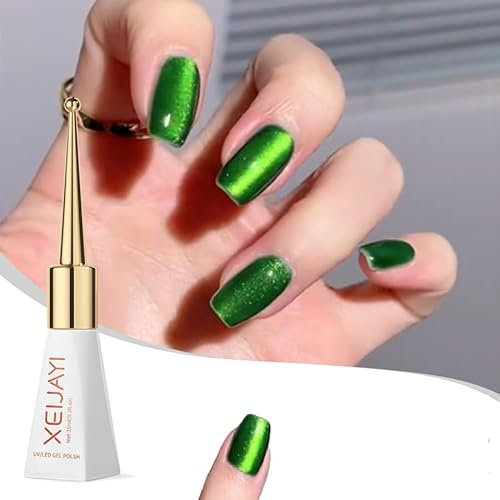 Green Cat Eye Gel Nail Polish - Sparkle Cateye Magnetic Gel Polish Glitter - 10ML