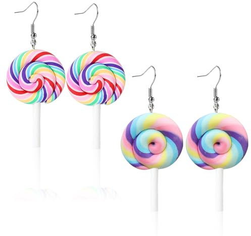 NYGGTYK 2 Paar Lutscher-Ohrringe, Bonbon-Ohrringe, Bonbon-Schmuck, Neuartige Und Kreative Ohrringe, Süßer Mädchen-Schmuck, Geeignet Für Den Alltag, Partys Und Festivals
