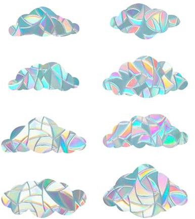 8 Blatt Wolkenförmige Aufkleber, Glasfensterfolie, 3D-Antikollisionsaufkleber, Selbstklebende Regenbogen-Fensterfolie, Dekorative Tür- Und Fensteraufkleber