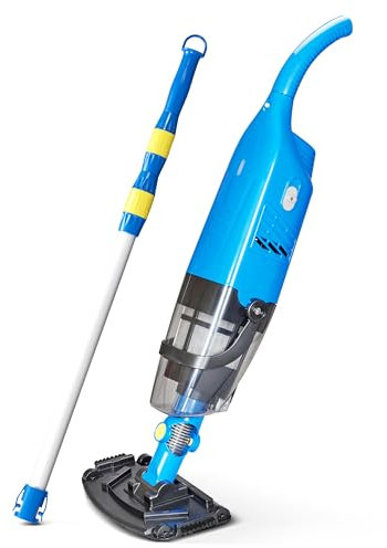 Pool Genie Aspirapolvere portatile ricaricabile senza fili per piscina con batteria estesa, design a collo girevole, asta telescopica estensibile da 1,8 m