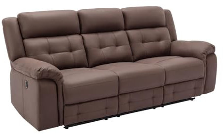 Vente-unique - Relaxsofa 3-Sitzer elektrisch - Mikrofaser - Vintage-Leder-Optik - Braun - ORTIANO