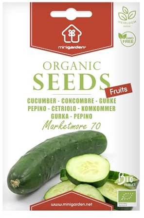 Zertifizierte Bio-Gurken -Samen 'Marketmore 70' von Minigarden – 100% natürlich, GVO-frei, bereit zur Aussaat und reproduzierbar – Enthält 20–30 Samen