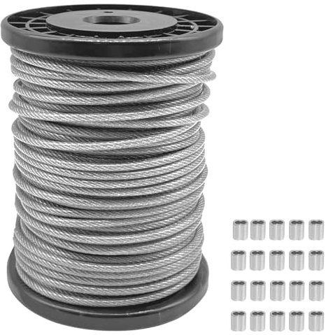 3.5mm Stainless Steel Wire Rope 304 Steel Wire Plastic Coated 720kg Breaking Load stainless cable For Outdoor String Lamp Light Suspension, Balustrade, Climbing Plants