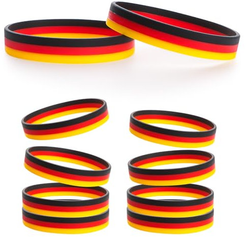 GEBETTER 8 Stück Fanarmband Deutschland Fanartikel EM WM schwarz rot gold Armband Silikonband Band zu Weltmeisterschaft Europameisterschaft