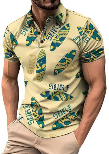 SHZFGUI Polo Herren Kurzarm Polo Herren Poloshirt Herren Sommer Kurzarm Men's Polos Gym Klamotten Herren Tshirt Herren Weiß mit Los Angeles Palme Grafik Poloshirt 3XL Poloshirt Schwarz Grün 3XL