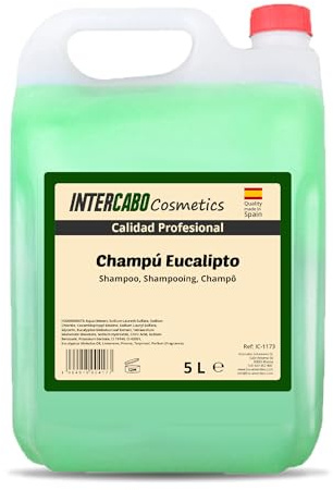 Intercabo Eukalyptus-Shampoo 5 L – natürliches, pH-neutrales mit erfrischendem Eukalyptusduft – sanfte Reinigung für alle Haartypen – Großpackung für Spender, Hotels, Fitnessstudios und Haushalte