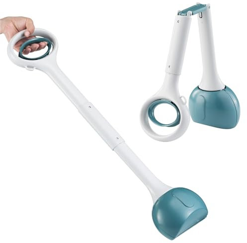 Navaris Recoge Cacas de Perros - Recogedor Caca Perros Sin Tocar - Recogedor de Excrementos Perro con Boton y Cierre Seguro - Recogedor de Heces de Perro Higienico - Talla L Verde