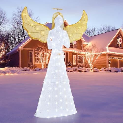 SOARS Weihnachtsdeko beleuchtet, großer Weihnachtsengel mit 150 LED-Lichtern, Weihnachtsdekoration Outdoor XXL, Weihnachtsfigur, Weihnachtsbeleuchtung für außen und innen