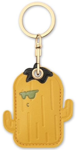 AXFEE Airtag Porte Clé, Mignon PU Étuis pour Apple AirTag, Portable Key Finder pour Clés Enfants Animaux de Compagnie, [ Porte- Clés Contrôle d'Accès] (Airtag non inclus) (Cactus Jaune)