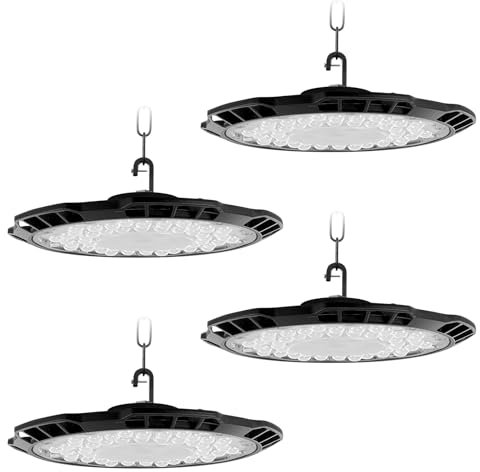 200W LED Werkstatt Deckenleuchte 2 PACK - 6500K 20000LM LED Hallenstrahler, IP65 Wasserdichte Werkstattbeleuchtung mit Aufhängekette und Haken, Led Garagenleuchte für Fabriken, Garage, Lagerhaus