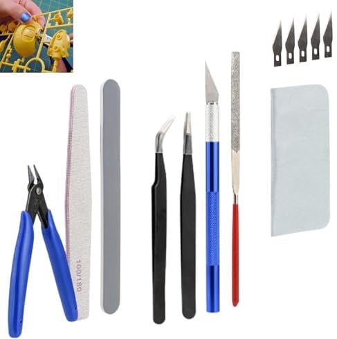Model Making Tools Kit for Plastic Model Kits, 14PCS Model Tools Kit Basic Tools Craft Set Hobby Building Tools Kit for Gundam Car Model Building Repairing and Fixing