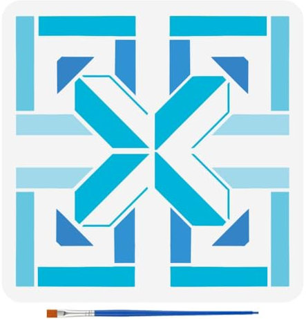 FINGERINSPIRE Pochoir de Dessin de Carreaux de Céramique à Motif X Avec Un Pinceau Modèle de Peinture de Carreaux de Sol 30X30cm Pochoir de Motif de Conception Géométrique pour Bois Mur Tissu Meubles