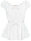 Belle Poque Damen Elegant Bluse Vintage U Ausschnitt Einfarbig Cap Hülse Oberteile Weiß L