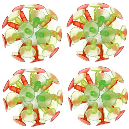 FELTECHELECTR 4Pcs Multi-Coloured Suction Ball Toys with Sticky Pvc Cups for Kids Playtime and Family Interaction 2.36 Inch Size