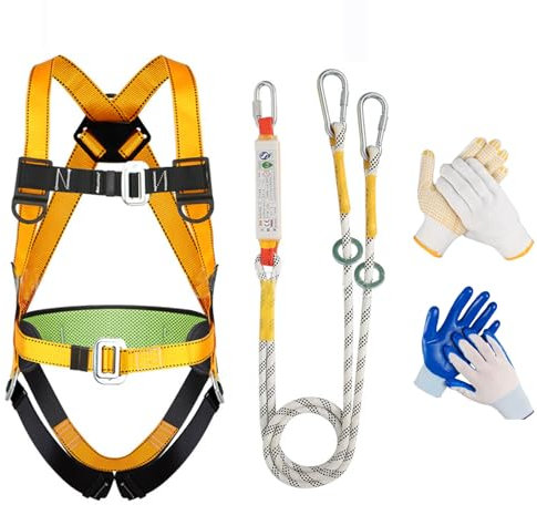 Maihila Fallschutz Auffanggurt mit Verdickte Lendenwirbelstütze, Fallschutz Sets,Höhenarbeit Absturzsicherung Sicherheitsgurt, Auffanggurt Absturzsicherung Set