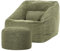 Icon Natalia Sitzsack Sessel mit Hocker für Erwachsene, Salbeigrün, Flauschiger Cord Stoff, Riesen Sitzsack Cord mit Füllung, Bean Bag Chair, Bequemer Sessel Wohnzimmer, Lounge, Schlafzimmer, Büro