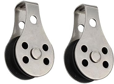 Sosoport 1 Satz Edelstahl Rolle Nylon Seilrolle Fischernetz Rolle Bootsrolle Einzelrolle 2 Stück