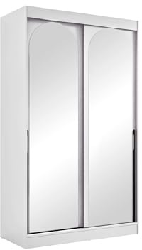 Mirjan24 Kleiderschrank Mezzinto, Schiebetürenschrank mit Kleiderstange, Einlegeböden und Spiegel, Schlafzimmerschrank Garderobe für Diele Flur (Weiß + Schwarz, 120 cm)