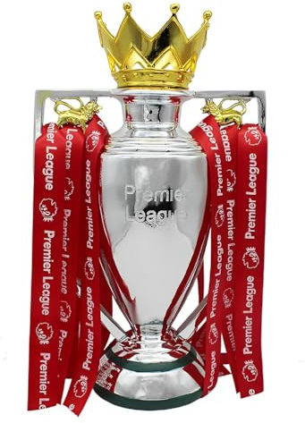 YXFHYMM Premier Meistertrophäe mit Roten Bändern Barclays Pokal Fußball Liga Gewinner Trophäen Büro Verein Zuhause Dekoratives Ausstellungsornament Fussballfans Sammlerstücke Souvenirs,15cm