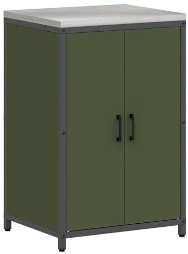 vidaXL Kitchen Storage with Shelf Olive Green 60 x 50 x 92 cm Steel, Modern Kitchen Storage Solutions, Rectangular Steel Shelf Unit for Durable Organization, Compact Gadget and Utensil Rack