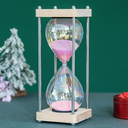 Sanduhr Timer 60 Minuten,Dekorativer Sanduhr,Für Haus, Schreibtisch, Küche Restaurant Dekorativ,Büro, Hochzeits Dekoration. (Rosa)