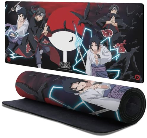 Head Case Designs Offizielle Naruto Shippuden Itachi und Sasuke Grafik Kunst 37.4 x 15.75 x 0.16 inches (900 x 400 mm) - XL Gaming-Schreibtisch PC-Tastatur Mauspad