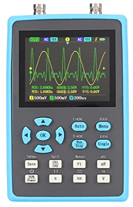 FAUOSWUK Handheld -Oszilloskop, 2 Kanal 120 MHz Bandbreite Digitales Oszilloskop -Multimeter mit FFT - -Cursor -Messung für die MCU -Debugging Auto Reparatur