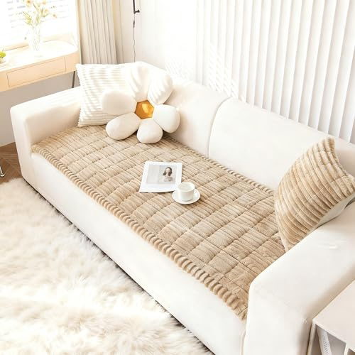 Capslpad Sofabezug Waschbar, Rutschfeste Dicke Sofa, Braun 70x180cm | Für 2 3 4 Sitzer, Ledersofa, Familien mit Kindern und Haustieren, Wohnzimmer, Chaiselongue, zum Lesen und Entspannen