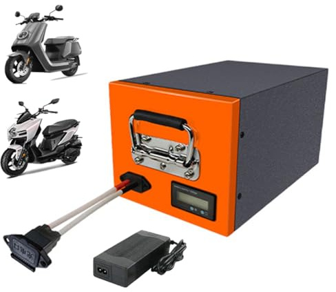 JHKJ Batterie Lithium-ION 60 V pour Motos et cyclomoteurs électriques (48 V, 60 V, 72 V, 25 Ah, 45 Ah, 55 Ah) avec Chargeur.,60v,55Ah