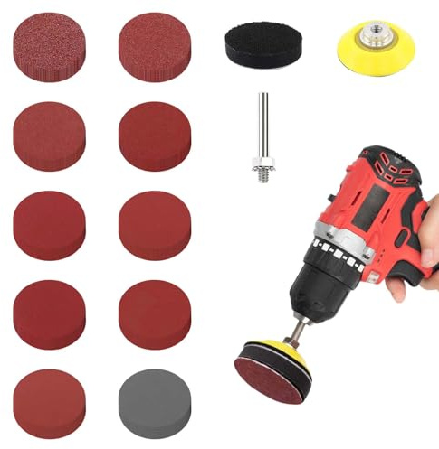 100Pcs 2 Inch Sanding Discs Pads with 1/4 Drill Sanding Attachment | Hook and Loop Backing Pad 80 100 180 240 600 800 1000 1200 2000 3000 Grit, 10 Grit Each for Auto, Wood and Metal