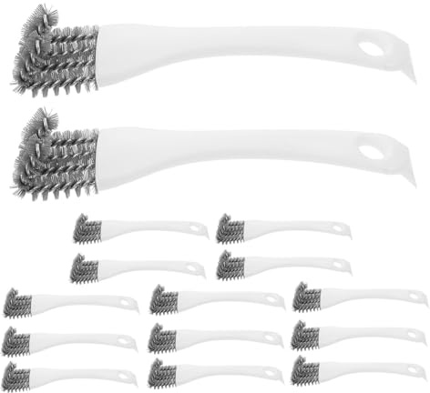 BUGUUYO 15pcs Bird Cage Cleaning Brush with Long Handle Wire Scraper Head for Parrot Droppings Removal Cage Scraper and Perch Brush