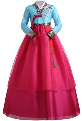 Ymxygz Ensemble Hanbok Traditionnel Coréen pour Femme, Manches Longues, Costume De Cosplay pour Danse, Palais, Mariage, Halloween, Carnaval.