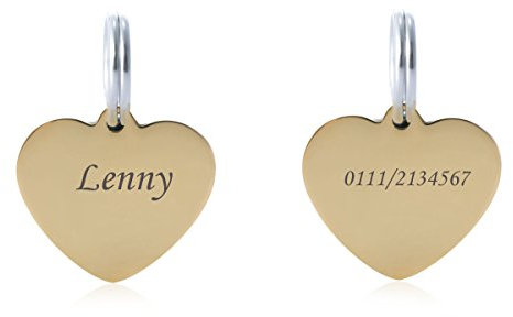 ZALAGO Edelstahl Personalisiert Haustier ID Tag Hund Tag Hundemarke Anhaenger MIT Gravur Service,Vergold