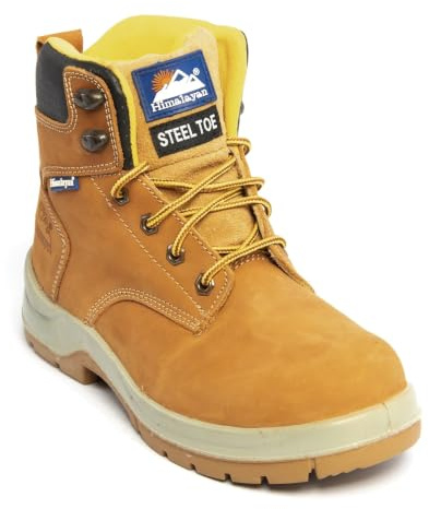 Himalayan 5250 S3/SRC Honey Nubuck Safety Boot | Ladder grip sole, 300°C heat resistance, triple stitching and cushioned collar with distinctive grey trim.