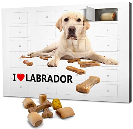 printplanet Hunde-Adventskalender mit Leckerlis - Motiv I Love Labrador - Weihnachtskalender für Hunde - 2026