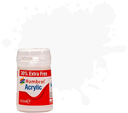 Humbrol AB0034EP 34 Blanco Matt-14ml Acrílico Plus 30% Pintura, 0.5 fl oz (Paquete de 1)