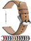 Fullmosa 20mm Watch Strap Compatible with Samsung Galaxy 7/6/5/4 40mm 44mm/Galaxy FE 40mm/5 Pro 45mm/6 Classic 43mm 47mm/4 Classic 46mm 42mm, Leather Smart Watch Straps for Men, Light Brown+Silver